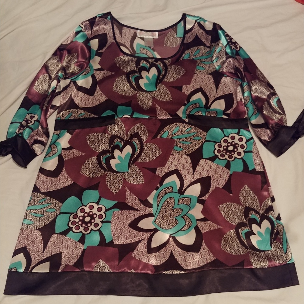 Vtg Mini Silky Tunic/dress crushed violets